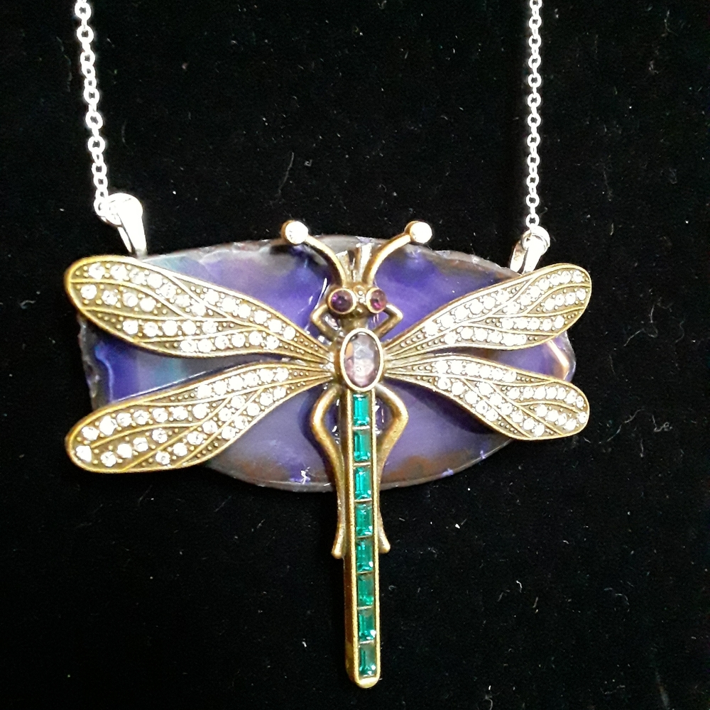 Handmade Agate Dragonfly Necklace